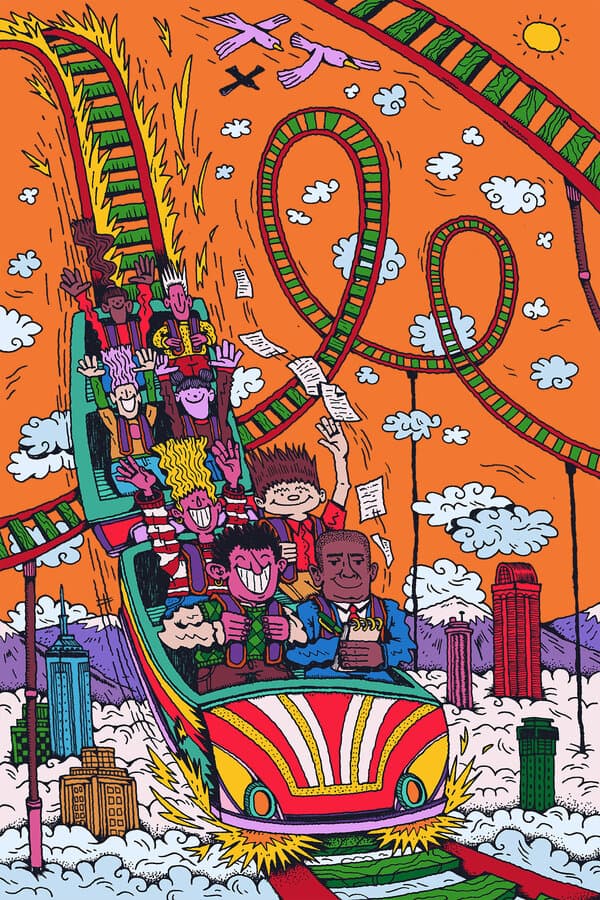 Abstract visualization of high-speed data streams representing stock trading.