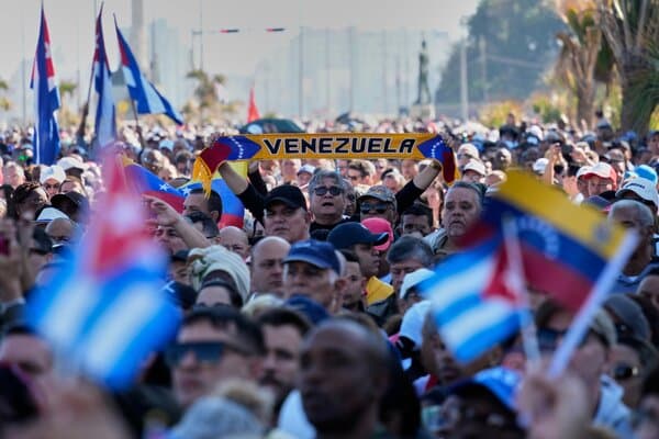 Donald Trump speaking at a rally regarding Latin American policy