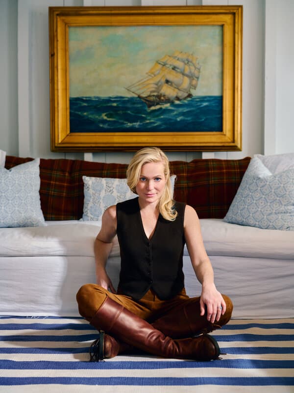 Victoria and Michael Wolff in their Amagansett living room