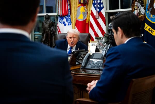 Donald Trump speaking about Venezuela policy