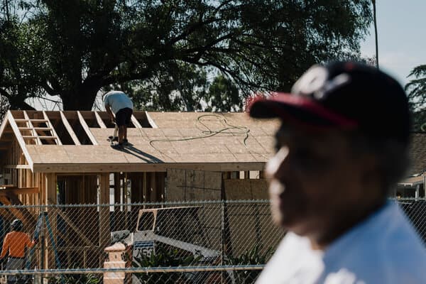 A view of the recovery efforts in Los Angeles following the 2025 wildfires.