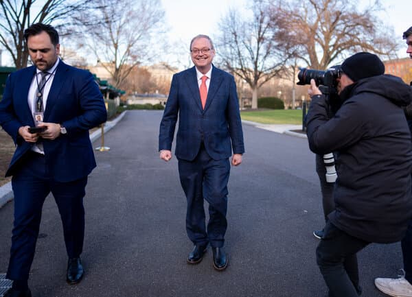 Donald Trump speaking during an interview regarding his selection for Federal Reserve Chair
