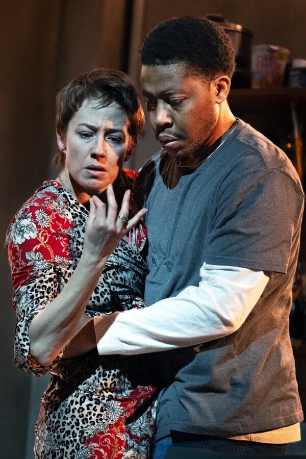 Carrie Coon and Gibson Frazier in a scene from the play Bug