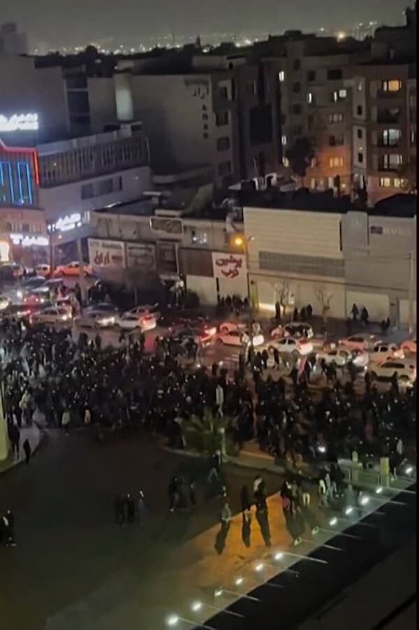 Iranian citizens gathering in Tehran for economic protests